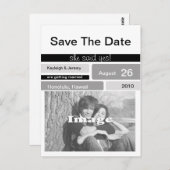 Zwart Grijs en Wit Foto Bewaar de Datum Briefkaart (Voorkant / Achterkant)