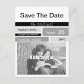 Zwart Grijs en Wit Foto Bewaar de Datum Briefkaart (Voorkant)