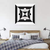 Zwart, grijs en wit geometrisch abstracte kunst canvas afdruk (Insitu (Slaapkamer))
