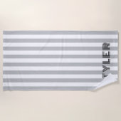 Zwart Grijs en Wit Klassieke Cabana Streep Strandlaken (Voorkant)