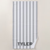 Zwart Grijs en Wit Klassieke Cabana Streep Strandlaken (Voorkant)