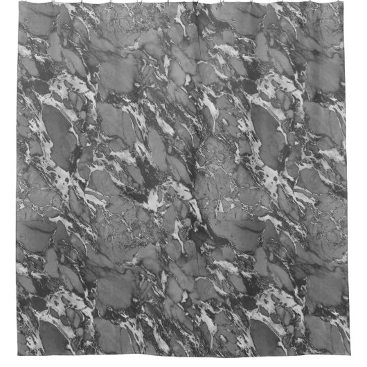 Zwart, grijs en wit marmer-gordijngordijn douchegordijn (Voorkant)