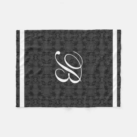 Zwart grijs en wit modern monogram fleece deken (Voorkant (Horizontaal))