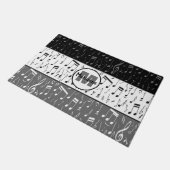 Zwart grijs en wit muzieknoten deurmat (Schuin)