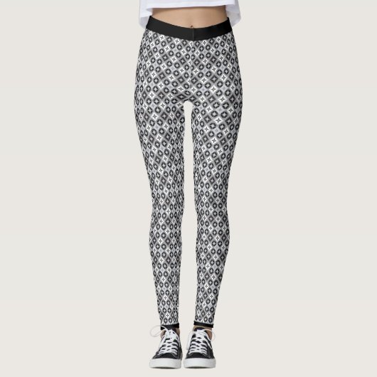 Zwart, grijs en wit patroon leggings (Voorkant)