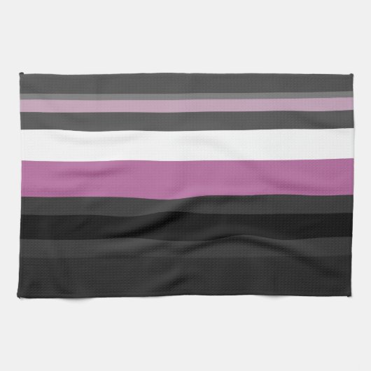 Zwart, Grijs en Wit Strepen Theedoek (Horizontaal)