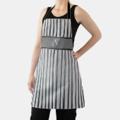 Zwart, grijs en wit Stripes Apron Schort (Insitu)