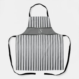 Zwart, grijs en wit Stripes Apron Schort