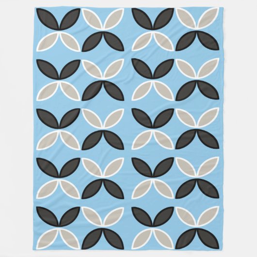 Zwart grijs en wit vlinderblad fleece deken (Voorkant)
