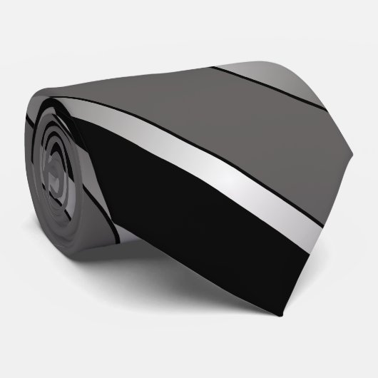 Zwart, grijs en zilver gestreept stropdas (Opgerold)