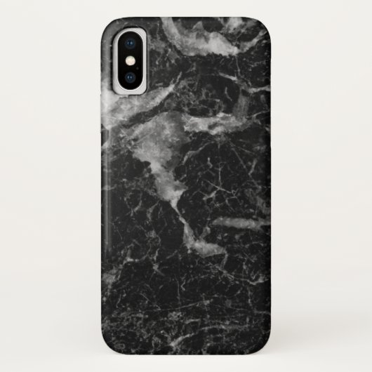 Zwart & Grijs Faux Marmer Textuur Case-Mate iPhone Case (Achterkant)