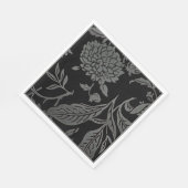 Zwart & Grijs Floral Papier Servetten (Hoek)