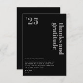 Zwart Grijs Formal Modern Bold Typography Afstudee Bedankkaart (Voorkant / Achterkant)