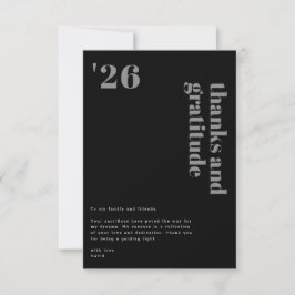 Zwart Grijs Formeel Modern Vet Typografie Gradiënt Bedankkaart