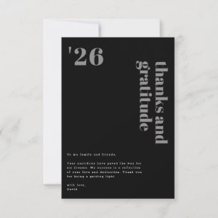 Zwart Grijs Formeel Modern Vet Typografie Gradiënt Bedankkaart