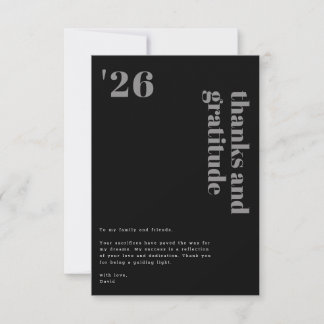 Zwart Grijs Formeel Modern Vet Typografie Gradiënt Bedankkaart