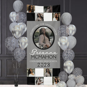 Zwart & Grijs Foto Collage Afstudeer Vinyl Spandoek