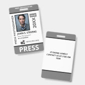 Zwart Grijs Foto & Logo Press ID Badge (Voor- en achterkant)