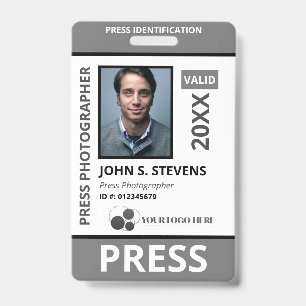 Zwart Grijs Foto & Logo Press ID Badge