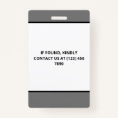 Zwart Grijs Foto & Logo Press ID Badge (Achterkant)