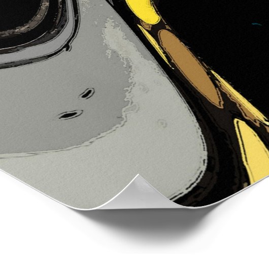 Zwart Grijs Geel Bourgogne Abstract unframed Poster (Hoek)