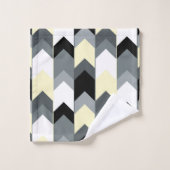 Zwart, grijs, geel chevron badhanddoekje bad handdoek (Wasdoekje)