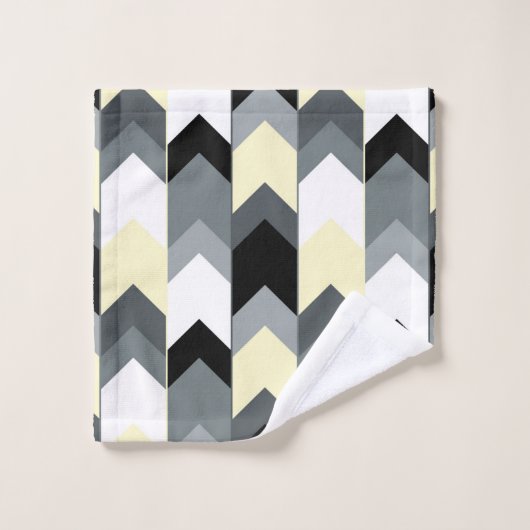 Zwart, grijs, geel chevron badhanddoekje bad handdoek (Wasdoekje)