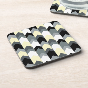 Zwart, grijs, gele chevron bier onderzetter