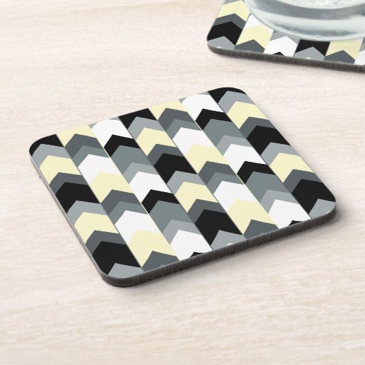 Zwart, grijs, gele chevron bier onderzetter (Linkerzijde)