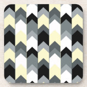 Zwart, grijs, gele chevron bier onderzetter (Voorkant)