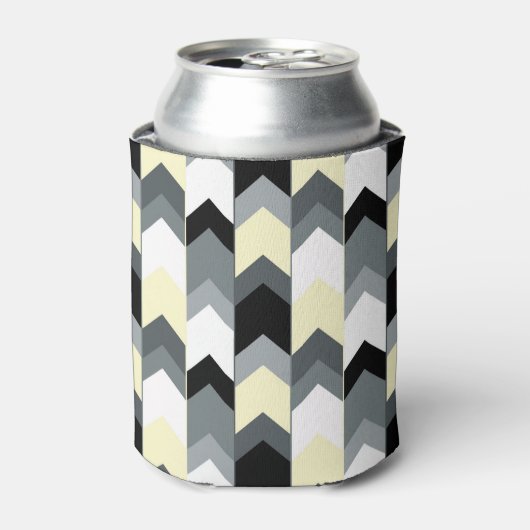 Zwart, grijs, gele chevron blikjeskoeler (Blikje Voorkant)
