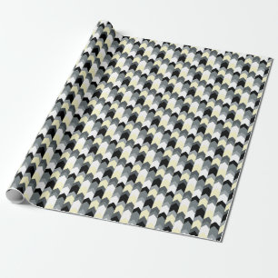Zwart, grijs, gele chevron cadeaupapier