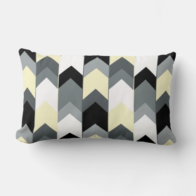 Zwart, grijs, gele chevron met kussen (Voorkant)