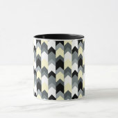 Zwart, grijs, gele chevron mok (Midden)