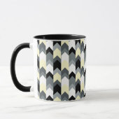 Zwart, grijs, gele chevron mok (Links)