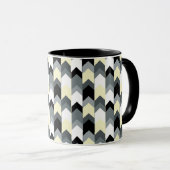 Zwart, grijs, gele chevron mok (Voorkant rechts)