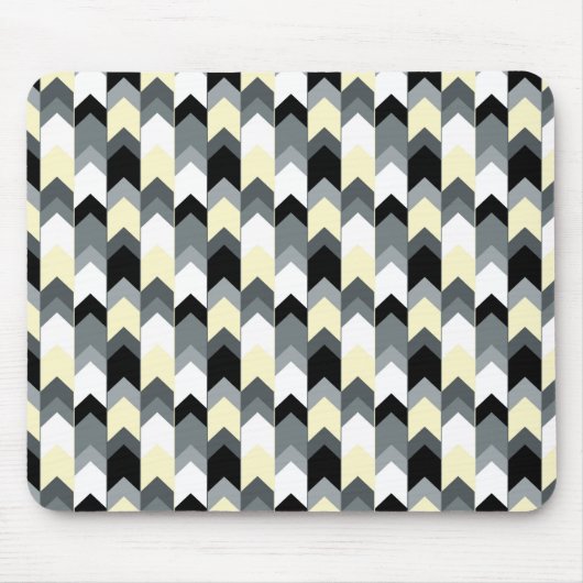 Zwart, grijs, gele chevron muismat (Voorkant)