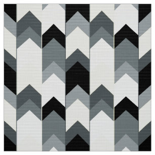 Zwart, grijs, gele chevron stof