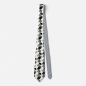 Zwart, grijs, gele chevron stropdas (Voorkant)