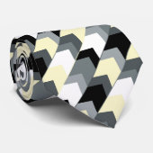 Zwart, grijs, gele chevron stropdas (Opgerold)
