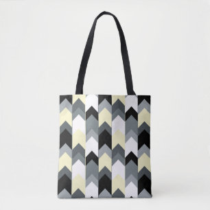 Zwart, grijs, gele chevron  tote bag