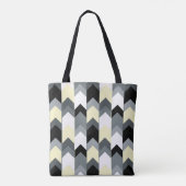 Zwart, grijs, gele chevron tote bag (Achterkant)