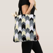 Zwart, grijs, gele chevron tote bag (Dichtbij)