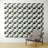 Zwart, grijs, gele chevron wandkleed (In Situ (horizontaal))