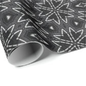 Zwart Grijs Geometrisch Bloempatroon Donkere Kleur Cadeaupapier (Rol Hoek)