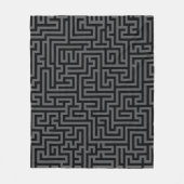 Zwart & grijs geometrisch doolhofpatroon fleece deken (Voorkant)