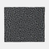 Zwart & grijs geometrisch doolhofpatroon fleece deken (Voorkant (Horizontaal))