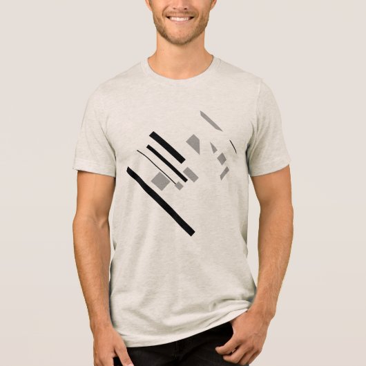 Zwart Grijs Geometrisch Vormen Diagonaal MCM Kijk Tri-Blend Shirt (Voorkant)