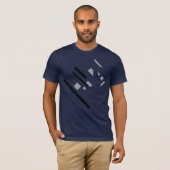 Zwart Grijs Geometrische Abstracte Diagonale MCM L T-shirt (Voorkant volledig)