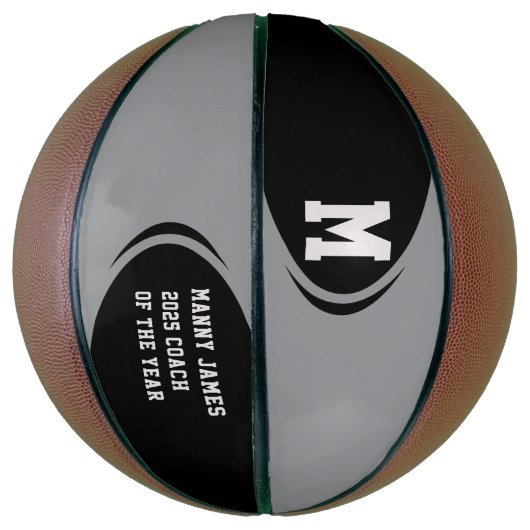 Zwart Grijs Gepersonaliseerde Basketbal (Verticaal)